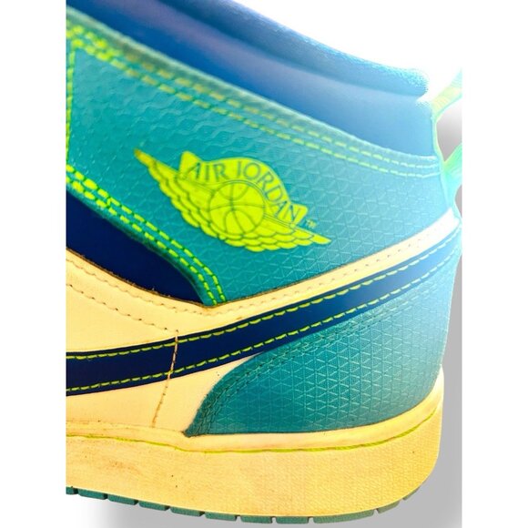 Nike Air Jordan 1 Mid SE Size 6.5Y Blue Green White DA8010-400 Youth Sneakers - Picture 11 of 16